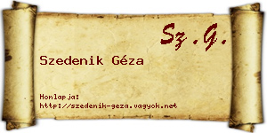 Szedenik Géza névjegykártya